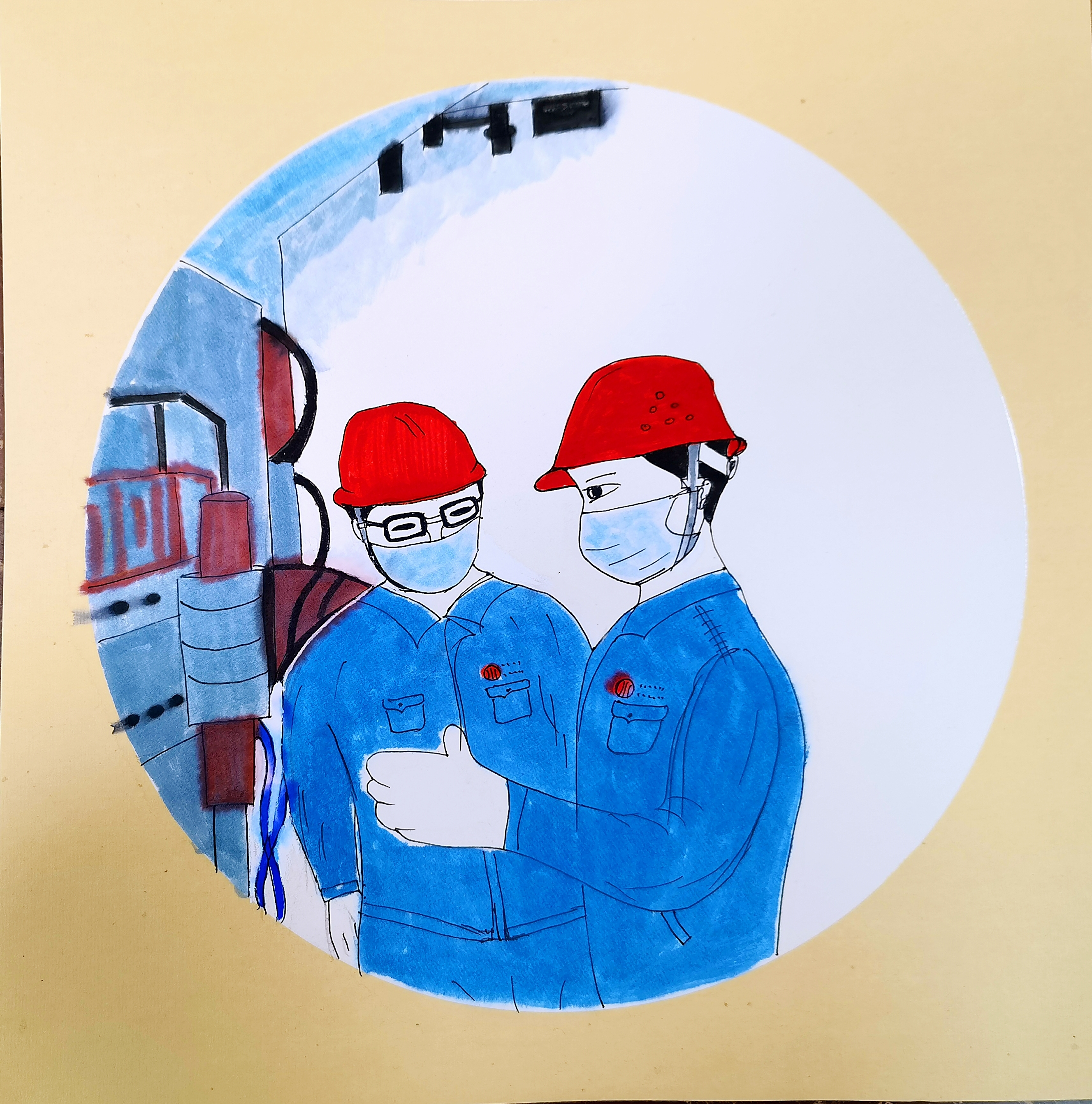 手繪,節(jié)日中軋鋼人的“三原色” 手繪,節(jié)日中軋鋼人的“三原色”