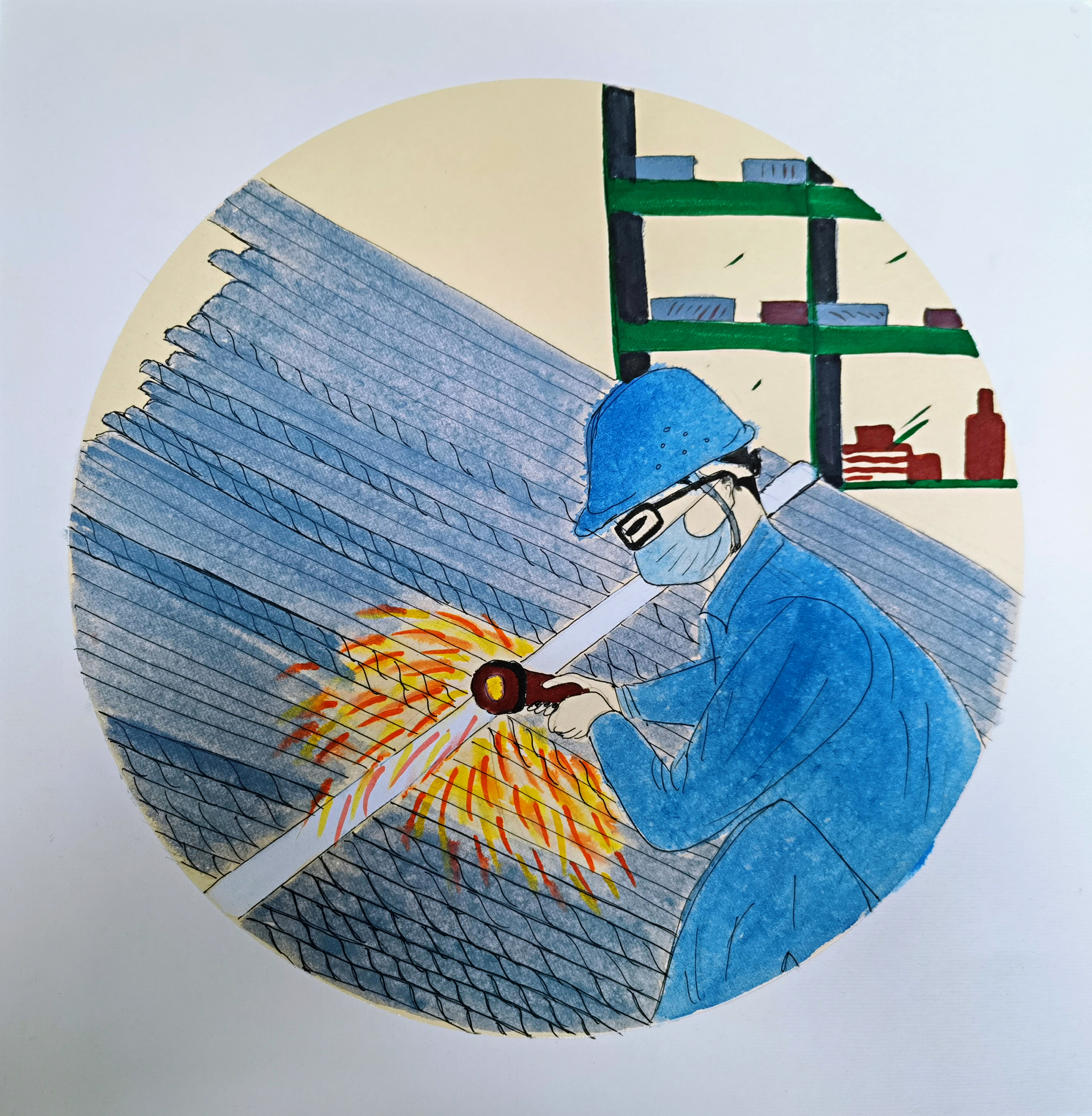 手繪,節(jié)日中軋鋼人的“三原色” 手繪,節(jié)日中軋鋼人的“三原色”