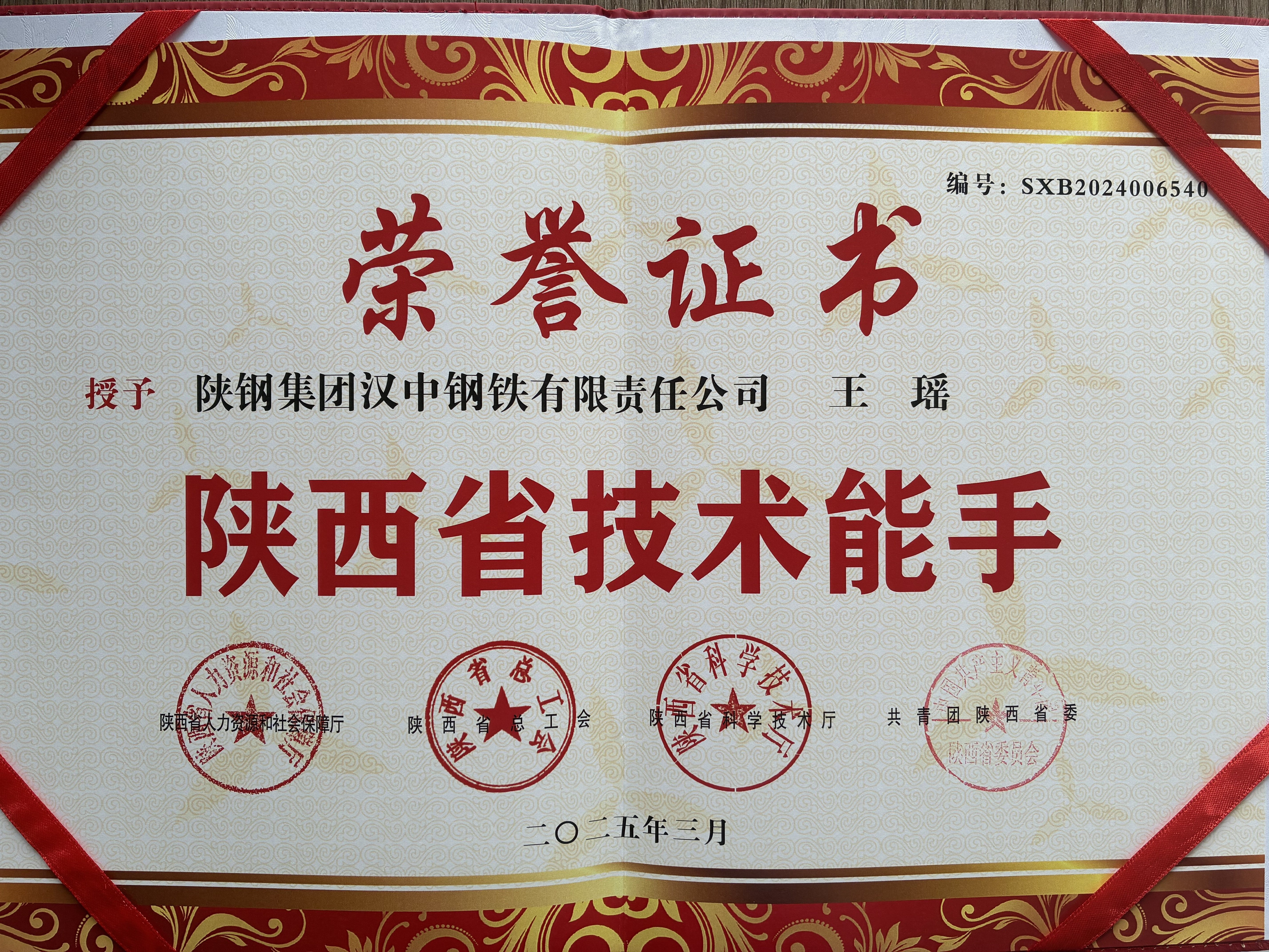 匠心鑄尖兵,培育夯實根基--漢鋼公司王瑤同志榮獲“陜西省技術能手”稱號 匠心鑄尖兵,培育夯實根基--漢鋼公司王瑤同志榮獲“陜西省技術能手”稱號